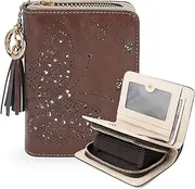 [KITEVIUN] APHISON Women RFID Slim Bifold Wallet, Card Holder with Zipper Coin Purse, Ultra-Thin Compact Wallet with ID Window Lightweight Cute Minimalist, 04-COFFEE