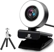 Webcam 1080P with Microphone & Ring Light, Vitade 960A Pro USB HD PC Web Camera Video Cam for Streaming Gaming Conferencing Mac Windows Desktop Computer Xbox Skype OBS Twitch Youtube (Tripod Included)
