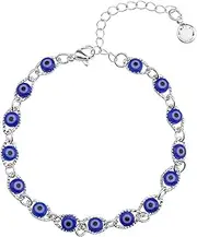 [SING F LTD] Evil Eye Hand Charm Anklet for Women Teen Girls Dainty Copper Plated Handmade Evil Eye Ankle Bracelet Jewelry for Birthday Wedding Anniversary Valentine's Day