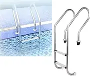 Swimming Pool Ladder,with Handrails and Steps,Easy to Install and Climb,for Swimming Pools Lakes Weight Capacity 550 Lbs(2-steps1.0mm)