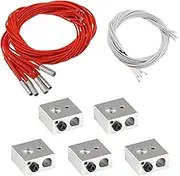 EMSea 3D Printer Aluminum Heater Block 12V40W Ceramic Cartridge Heater 6x20mm Single-Head with Cable & NTC 100K Thermistor Assembly Tool Kit 15Pcs