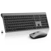 Wireless Mouse and Keyboard Combo, Silent Full-Size Computer Keyboard with Ca...