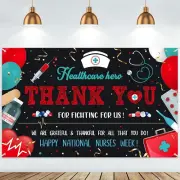 Tatuo 2024 Nurse Appreciation Week Banner Decorations Large Fabric Happy Nationa