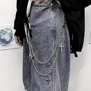 [YERTTER] Punk Butterfly Cross Multi Layered Chunky Chain Waist Decoration Pocket Chain Pants Chain Trousers Chain Goth Street Pants Chain Trousers Jewelry for Men Women