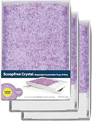 PetSafe ScoopFree Crystal Litter Tray Refills – Lavender Crystals, 3-Pack – Disposable Tray – Includes Leak Protection & Low Tracking Litter – Absorbs Odors on Contact