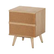 Rattan Style 2 Drawer Bedside Table