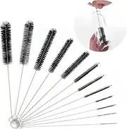 Straw Cleaner Brush Set, 12Pcs Bottle Brushes for Cleaning Small Pipe Cleaner Brush Small Brush for Cleaning, Reusable with Stainless Steel Handles, Perfect for Household and Kitchen Use