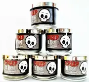 Bath Body Works CREEP IT REAL Flannel Mini Candles, glass, lids 1.3 oz., NEW x 6