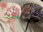 2 Piece Japanese UCHIWA Fan Yukata Hand Held Flower Made Japan