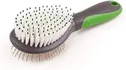 KAZOO 12290 Double-Sided Combo Brush for Dogs, Medium, Green