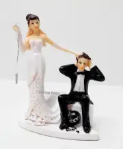 Bride and Groom Cake Topper Funny Couple Ball and Chain Resin New Boda Novios