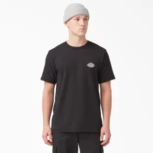 【Dickies】男女款黑色純棉前後品牌Logo印花短袖T恤｜DK011799BLK