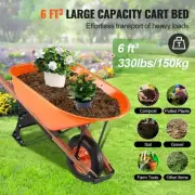 Garden Utility Wheelbarrow 6 Cu Ft One Wheel Dump Cart 330 lbs Capacity