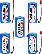 HOUYIBO 5PCS CR123A/CR17345 3V Batteries 1400mAh with JST Plug Replacement Non-Rechargeable Disposable Lithium Battery for Alarm System