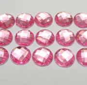 200 Pink Acrylic Flatback Rhinestone Faceted Round Gems 12mm No Hole