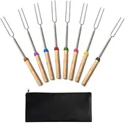 Jtshy Marshmallow Roasting Sticks,Marshmallow Sticks Kit Extending Roaster 32 Inch Set of 8 Telescoping Stainless Steel. Smores Skewers & Hot Dog Forks Kids Camping Campfire Fire Pit Accessories.
