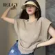 IELGY 韓版短袖T恤女薄款寬鬆鏤空防曬上衣