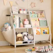 Kids Bookshelf & Toy Organizer, Perfect Height 3-Tier Toy Storage & Bookcase for