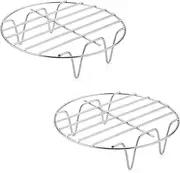 2 Pack Air Fryer Rack Round 7 Inch, Stainless Steel Basket Tray for Dehydrating, Steaming, Cooling, Drying, Baking, Cooking - Compatible With Air Fryer, Oven, Stockpot, Pressure Cooker