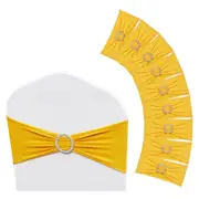 Stretch Spandex Chair Sashes, Chair Slipcover and Stretch Chair Sash with Round Buckle, Elastic Chair Bands, Fitting Wedding, Holiday, Banquet, Party Chair Decoration (100 PCS Golden