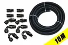 -8 AN8 Black Nylon Braided Teflon PTFE Fuel Hose Line 10M 10 Fittings E85