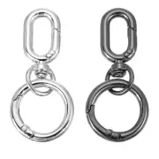 2.2" Swivel Snap Hooks with Key Rings, 2Pcs Clasp Clip, Dark Gray/Silver Tone