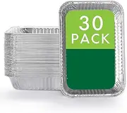 Aluminum Pans Half Size, Extra Heavy Duty Disposable Foil Pans for Baking (30 Pack) Roasting & Chafing, Deep Tin Foil Bakeware, Steam Table Tray, Cookware, Food Prepping, Cake & Oven Pan (700ml)