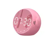 Bluetooth-compatible Speaker Multifunctional Mirror Surface Design Mini Portable Wireless Loudspeaker Alarm Clock for Students - Pink