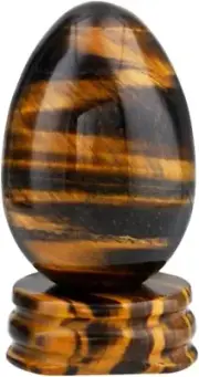 Tiger'S Eye Crystal Egg Polished Gemstone Figurines with Stone
