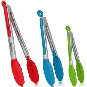 Walfos Silicone Tongs for Cooking - Heat Resistant kitchen tongs for Salad,Co...