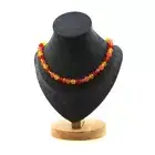 Genuine Baltic Amber Bead Necklace with Orange Chalcedony