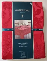 Waterford 70 x 84 Tablecloth Red Poinsettia Formal Christmas Holiday Jacquard