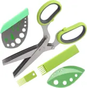 Herb Scissors, Premium Stainless Steel 5 Blade Kitchen Salad Dishwasher Safe, 5
