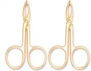 2 Pieces Tweezers Scissor Handle Straight Tip Scissor Shaped Eyebrows Tweezers f