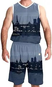 [KQNZT] Basketball Jerseys Shorts Sport Set, Basketball Jersey for Women, Mens Basketball Jerseys, Eiffel Tower I Love Paris