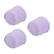 Light Purple Fringe Chiffon Silk Ribbon 1.5"x7Yard 3 Roll Handmade Frayed Ribbon