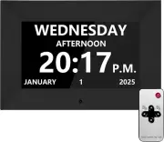 7 Inch Digital Alarm Clock with Date and Day of Week for Seniors-12 Alarms 20 Re