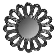 Wall Mirror Wooden Frame Silver 35.5"-Decorative Wall Decor -Wall Mirror -Accent