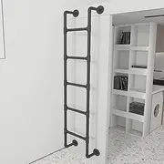 Industrial Attic Loft Ladder Black Metal Iron Window Well Egress Ladder, 1m 1.5m 2m 2.5m 3m Heavy Duty Interior Bunk Bed Ladder for Home Dorm Appartments, Loads 330lbs(120cm/47in)