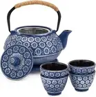6 Piece Set Japanese Cast Iron Teapot with Infuser, 4 Teacups and Trivet (32 Oz