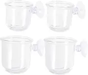 FOMIYES Glass Feeder Cup Fish Tank Feeder Fish Food Containers Round Mouth Design