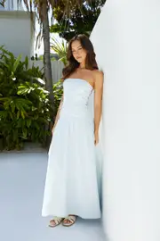 Hidden Paradise Strapless Maxi Dress Blue
