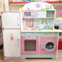 在飛比找Yahoo!奇摩拍賣優惠-木製仿真過家家冰箱廚房大型兒童木質男女孩切切玩具