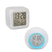 7 Colours Changing Digital Clock Temperature Light Cube Desk Kids Wake Up Alarm