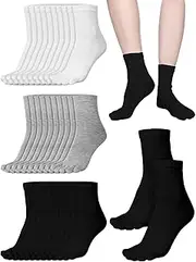 [Fourluoo] 15 Pairs Women Toe Socks Cotton Five Toe Socks Breathable Crew Socks with toes separated for Women Men Athletic