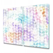 Tempered Glass Meat Board Worktop Saver Glitter leaves Colourful Vibrant 2x30x52