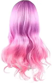 Healeved Synthetic Wig Curly Wavy Wig for Girls Heat Resistant for Cosplay Parties Daily Use