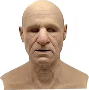 Old Man Mask, Latex Human Wrinkle Face Realistic Full Head Mask for Fancy Dress Halloween Costume Party
