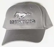 Mustang Running Horse With MUSTANG Text Hat in Grey - Get FREE USA SHIPPING!