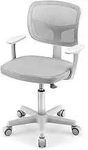 HOMGX Kids Desk Chair, Ergonomic Kids Swivel Study Chair with Lumbar Support, Breathable Mesh & Universal Wheels, Height Adjustable Kids Computer Chair for Boys & Girls (Grey)